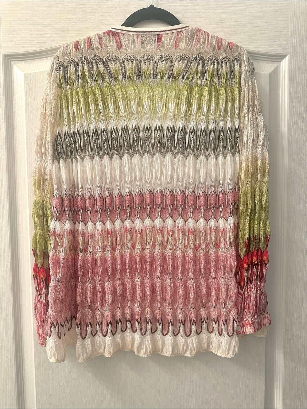 Missoni Multicolor V-Neck Knit Sweater in Pink, Green, Cream IT42 - Picture 6 of 14